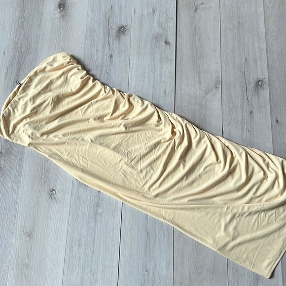 Zara Fitted Midi Dress Yellow L NWT - Picture 6 of 6